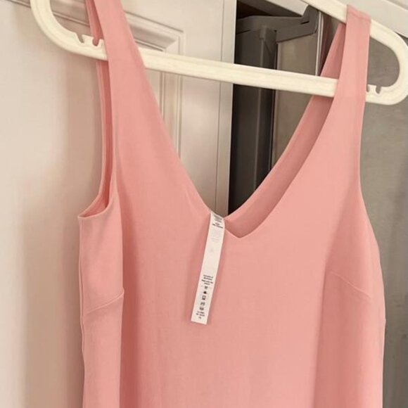 LULULEMON Pink V-neck side slit midi dress lined size 4 quick dry NWOT - Picture 11 of 11